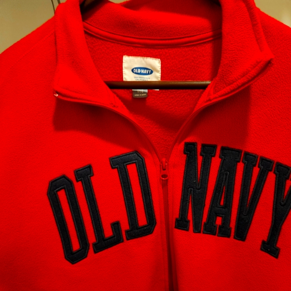 Old Navy red zip up fleece sweatshirt